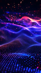 Wall Mural - neon lights abstract wave technology background, ideal for banner and video editing -