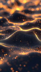 Wall Mural - wave particles with glowing light in flow motion as abstract digital art -