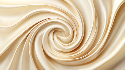 Poster - Soft pastel beige cream color, shiny satin silk swirl wave background banner, Abstract textile fabric material, backdrop texture for product display or text