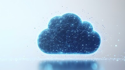 Fototapete - Cloud computing infrastructure with digital management icons and circuit graphics on a blue background.
