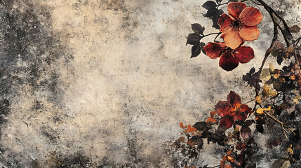 Poster - floral round grunge background