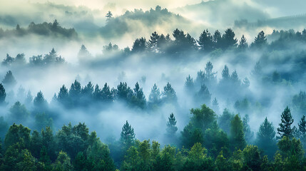 Poster - misty forest landscape