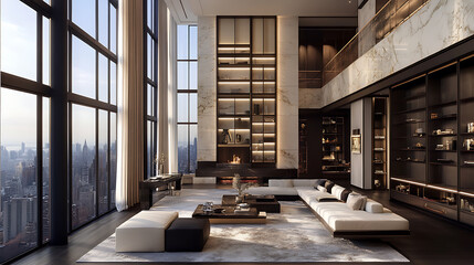 Aufkleber - modern apartment interior with windows