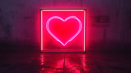 Poster - red neon sign retro retro frame banner