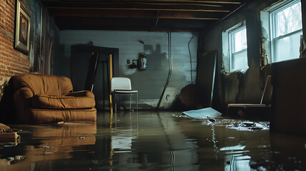 Poster - water damage in the basement due to flooding
