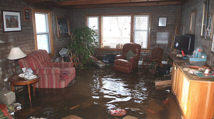Poster - water damage in the basement due to flooding