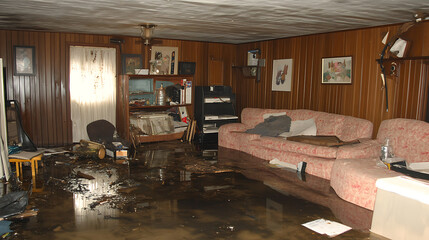 Poster - water damage in the basement due to flooding