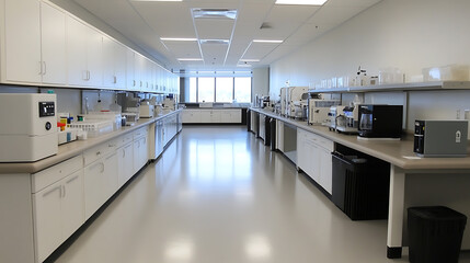 Poster - a clean laboratory lab with many lab equipment and high tech equipment