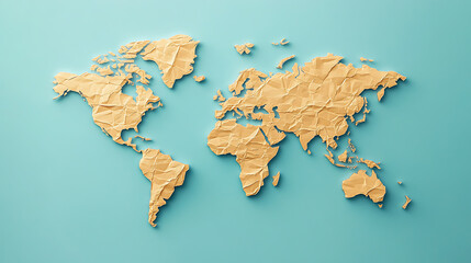 Aufkleber - an image of a world map in flat color on a blue background