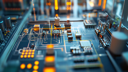 Poster - an electro engineering background with grid lines and electronics symbols