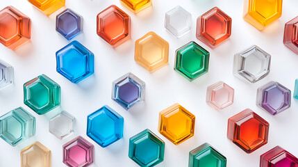 Aufkleber - colorful hexagon shaped molecules on white background