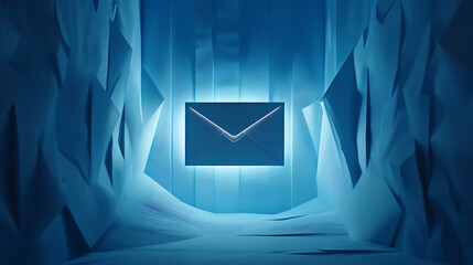 Aufkleber - message envelope is light up in blue on an abstract background