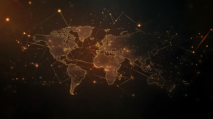 Poster - network background with earth map