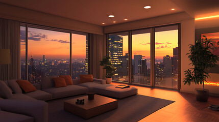 Poster - modern apartment interior with windows