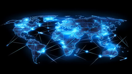 Poster - network background with earth map