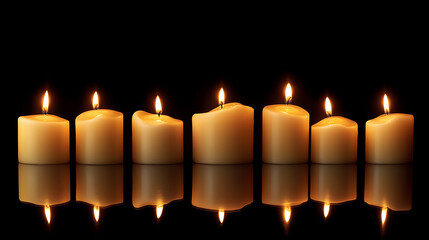 Poster - rows of lit candles in a dark background