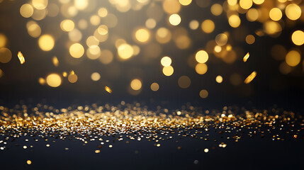 Poster - raining gold confetti isolated on black, party background concept with copy space for award ceremony, New Year's Eve and jubilee