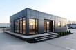 © InfiniteStudio - Modern modular home showcased inside a production facility with sleek design and efficient building processes for residential units