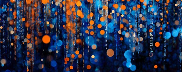 Aufkleber - Abstract digital network with glowing particles, futuristic background. Technology and innovation concept