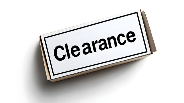The word Clearance enclosed in a simple rectangular frame, with shadow for depth
