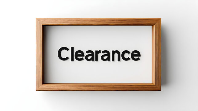 The word Clearance enclosed in a simple rectangular frame, with shadow for depth