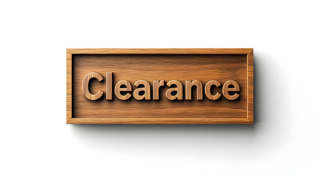 The word Clearance enclosed in a simple rectangular frame, with shadow for depth