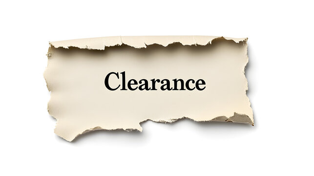 'Clearance' text appearing as if printed on a piece of torn paper