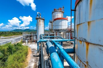 Poster - Industrial facilities utilize modern technology to optimize production efficiency in manufacturing processes