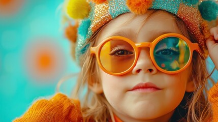 Poster - Stylish child wears sunglasses and embraces colorful new standard in fashion trends