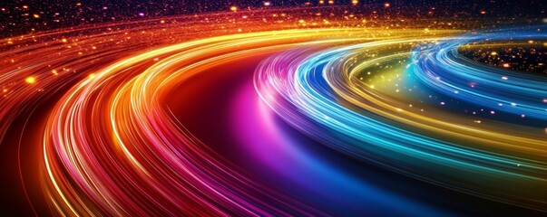 Leinwandbilder - Colorful light trails in motion, abstract background. Digital art and dynamic movement concept