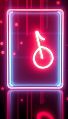 Poster - Stunning 3D Music Note Neon Light Animation Background Suitable for Various Creative Projects Like Videos or Digital Displays
