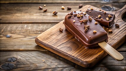 Wall Mural - Chocolate Covered Ice Cream Pops on Rustic Wooden Board