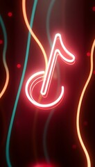 Poster - Vibrant 3D Music Note Neon Light Animation for HD Wallpaper and Video Effects