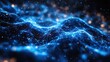 © Ta - A dark black background is adorned with blue abstract lines, representing connections in internet networks and advancements in AI big data communication technology.