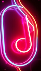 Aufkleber - Captivating 3D Neon Light Animation Featuring Music Notes Perfect for Event Backgrounds and Creative Visual Content Creation