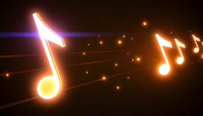 Poster - Vibrant 3D Music Note Neon Light Animation Background for Modern Video Effects and Creative Projects
