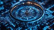 © Ta - A digital compass overlays a blue background of code, symbolizing directional guidance in the digital realm.
