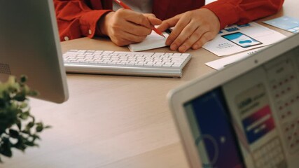 Aufkleber - startup company employee planning for user interface prototype for mobile application or website in 