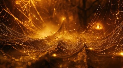 Golden Spider Web Dew Drops