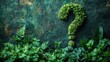 © Ta - A question mark is beautifully adorned with lush green plants, set against a vibrant green background, symbolizing inquiry and curiosity.