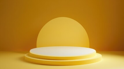 Two-Tiered Circular Platform with Yellow Background and Oval Shape