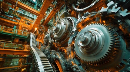Poster - Intricate Machinery and Gears in Industrial Setting