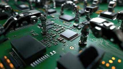 Poster - Close-Up of Circuit Board with Electronic Components