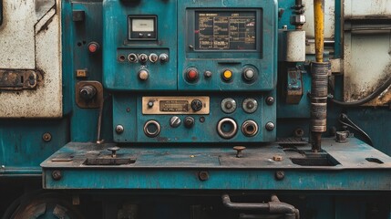 Poster - Industrial Control Panel with Buttons and Screens