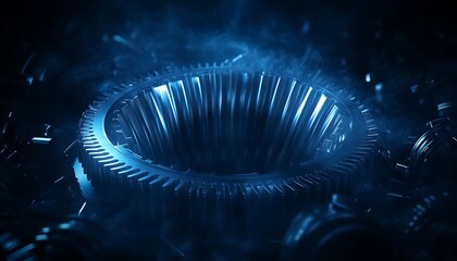 Aufkleber - A mesmerizing blue vortex surrounded by luminous, metallic elements, creating a sci-fi atmosphere with a sense of depth and mystery.