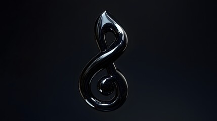 Aufkleber - A symbolic musical note floating, with a smooth black finish, representing creativity or harmony, 4k resolution, no background, no shadow