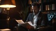 © tanongsak - Investor sitting in a luxurious office, reviewing secret financial reports, the lighting dark and moody to emphasize hidden wealth
