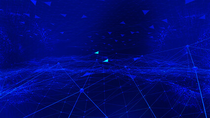 Aufkleber - abstract geometric background connecting dots as plexus in blue. tech circle and technology backgrou