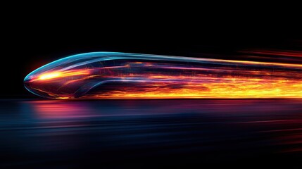 Dynamic light trails create a high-speed effect on a dark background, symbolizing futuristic motion and technology.