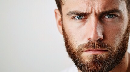 Wall Mural - Intense Expression of a Man with Beard and Blue Eyes